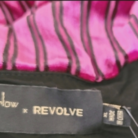 HOUSE OF HARLOW 1960 REVOLVE SIZE XL MAGENTA BLACK STRIPED VELVET WRAP DRESS NWT - Picture 9 of 12